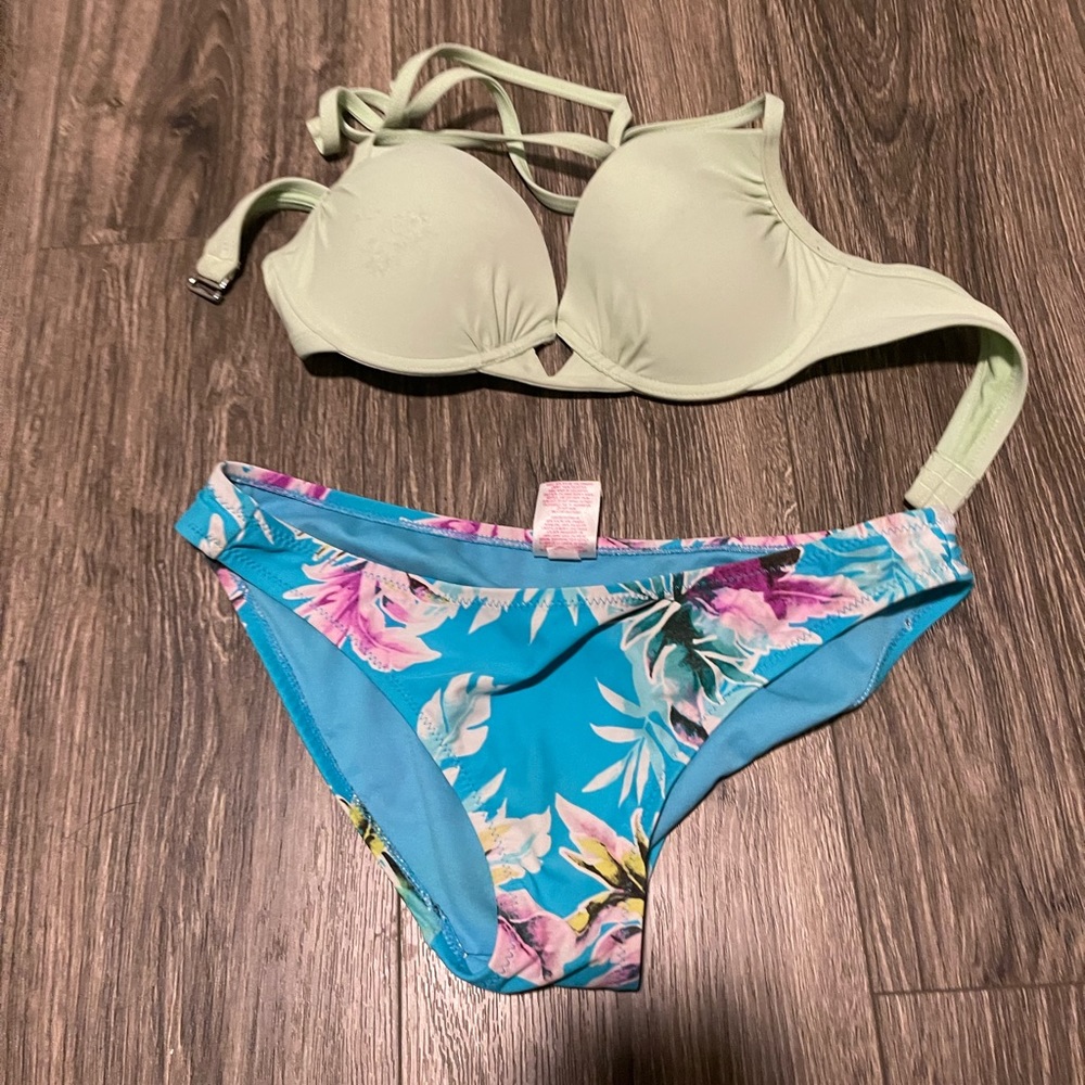 Bundle of Two colorful used bikinis - read caption